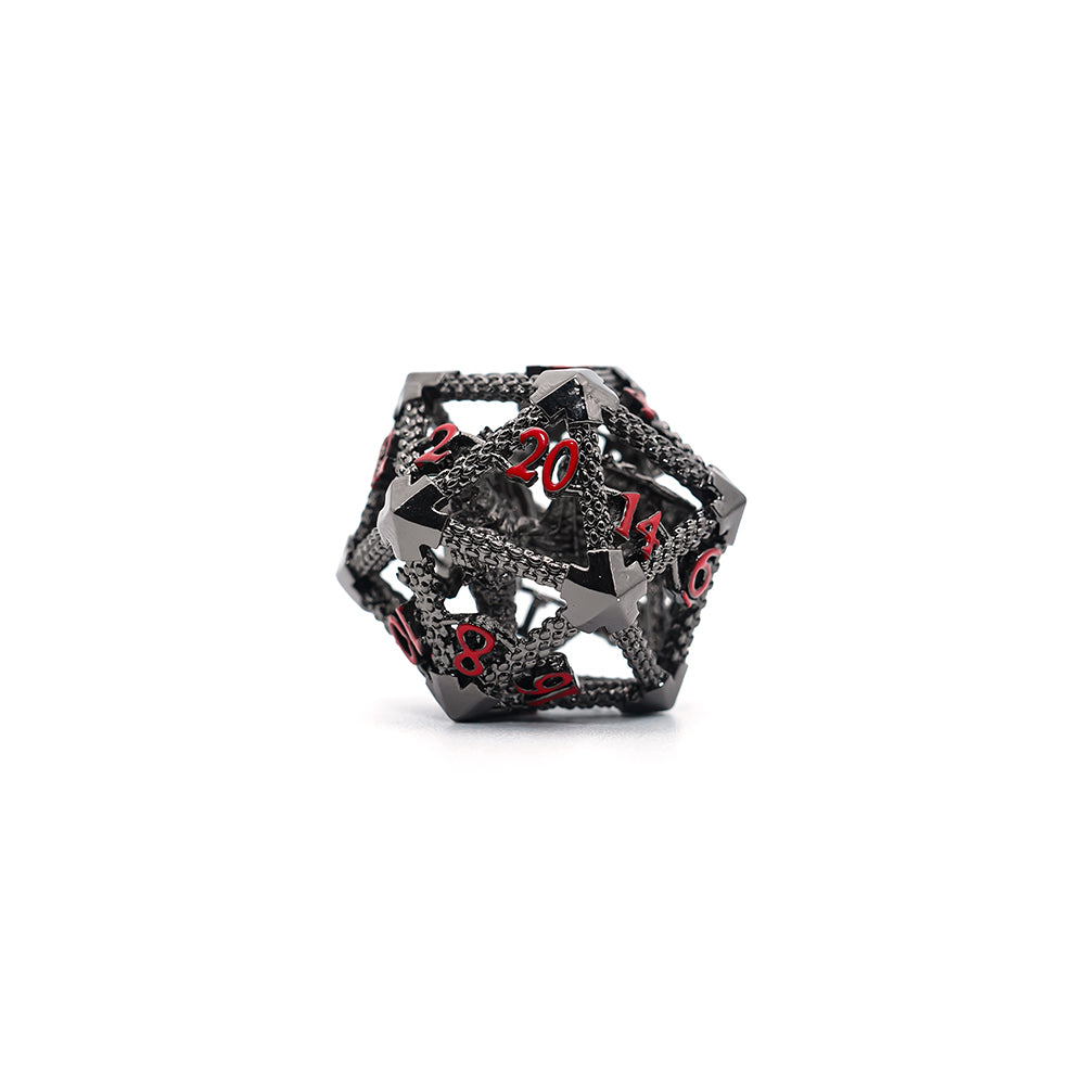 Black and Red Imprisoned Dragon Core DND Dice Set