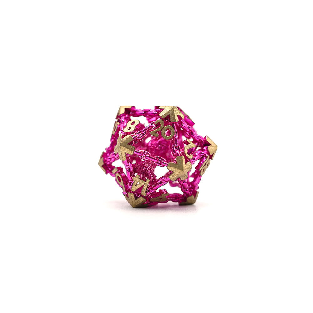 Pink and Gold Imprisoned Dragon Core DND Dice Set