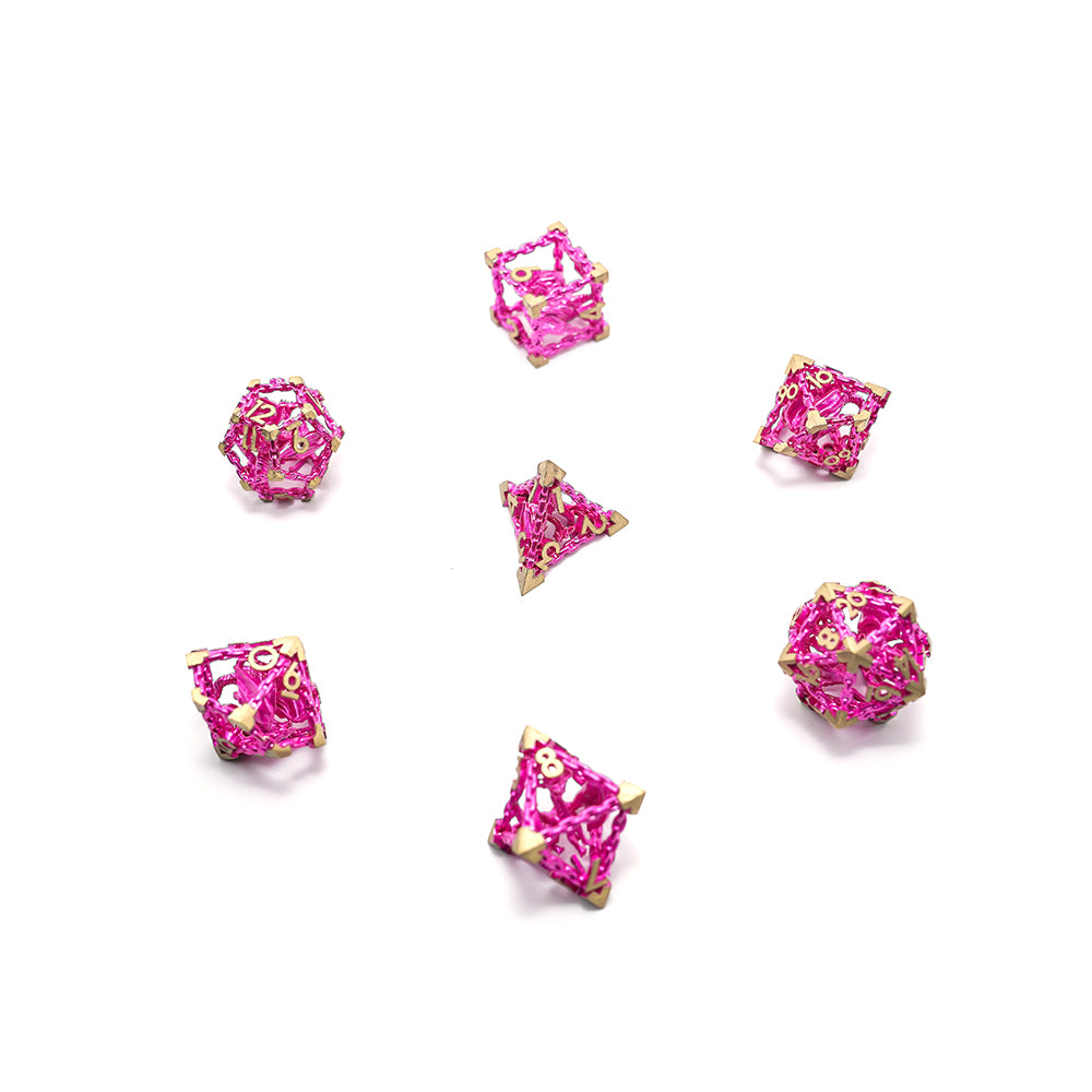 Pink and Gold Imprisoned Dragon Core DND Dice Set